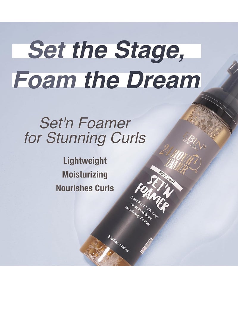 EBIN NEW YORK EBIN NEW YORK 24 Hour Tamer Set'n Foamer Frizz-Tamer 3.38oz/ 100ml - Tames Frizz & Fly-aways, Provides Moisture, Non Greasy Formula with Lightweight Texture, Soft Finish and Enhance Shine  - Image 4