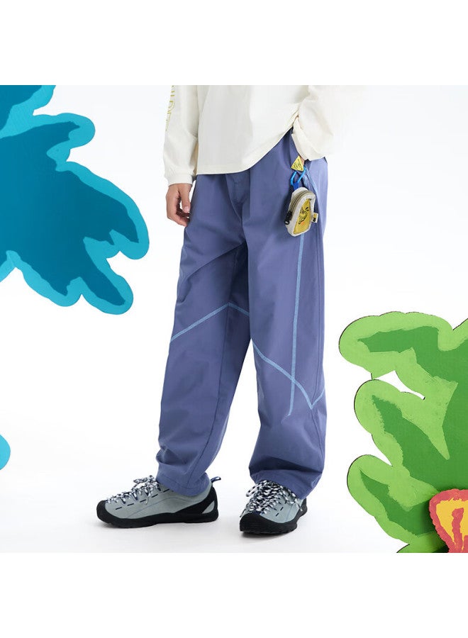 Mipo Lightweight Quick-dry 26 Spring New Kids Striped Long Pants Sweat-wicking Breathable Purple 140cm - Image 1