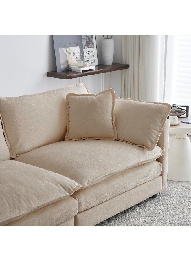 Comfynest Comfynest L Shape Teddy Sofa Modern Nordic Style Sectional Couch For Small Living Rooms (Cream)  - Image 4