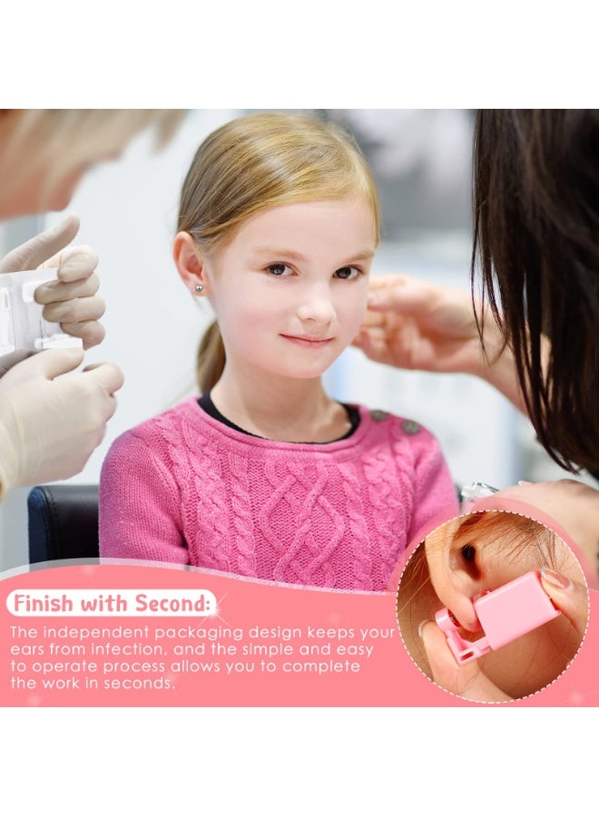 6 Pcs Disposable Self Ear Piercing Gun Kit for Men & Women, with 6 Pre-Installed Bead Style Stud Earrings, Portable Body Piercing Tool for Ears, Nose, Lip (Pink) - Image 5