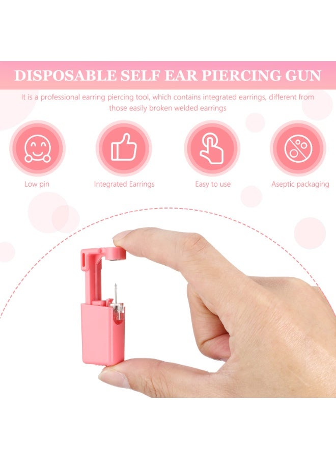 6 Pcs Disposable Self Ear Piercing Gun Kit for Men & Women, with 6 Pre-Installed Bead Style Stud Earrings, Portable Body Piercing Tool for Ears, Nose, Lip (Pink) - Image 3