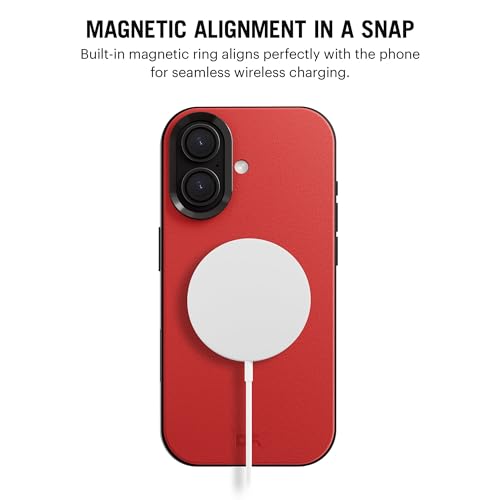 DailyObjects Leatherite Case for iPhone 17 Compatible with MagSafe Wireless Charging | Crimson-Grey Hybrid Magnetic Back Cover - Image 2