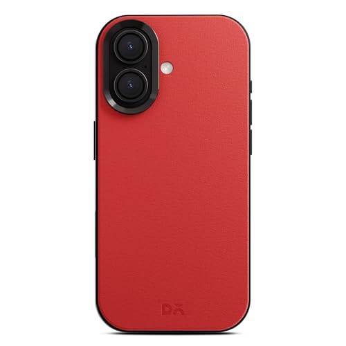 DailyObjects Leatherite Case for iPhone 17 Compatible with MagSafe Wireless Charging | Crimson-Grey Hybrid Magnetic Back Cover - Image 1