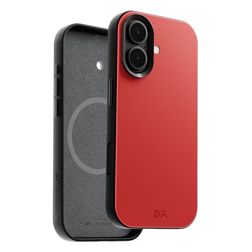 DailyObjects Leatherite Case for iPhone 17 Compatible with MagSafe Wireless Charging | Crimson-Grey Hybrid Magnetic Back Cover - Image 3