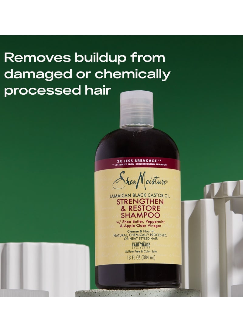 SheaMoisture Strengthen And Restore Shampoo With Pure Jamaican Black Castor Oil For Damaged Hair 384ml 384ml - Image 3