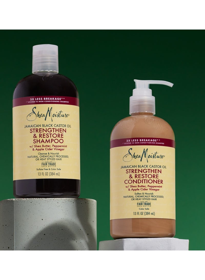 SheaMoisture Strengthen And Restore Shampoo With Pure Jamaican Black Castor Oil For Damaged Hair 384ml 384ml - Image 5