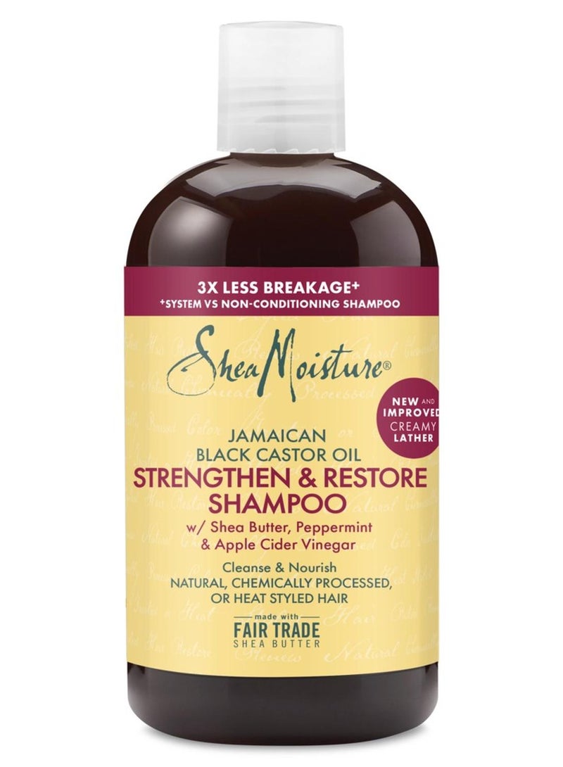 SheaMoisture Strengthen And Restore Shampoo With Pure Jamaican Black Castor Oil For Damaged Hair 384ml 384ml - Image 1