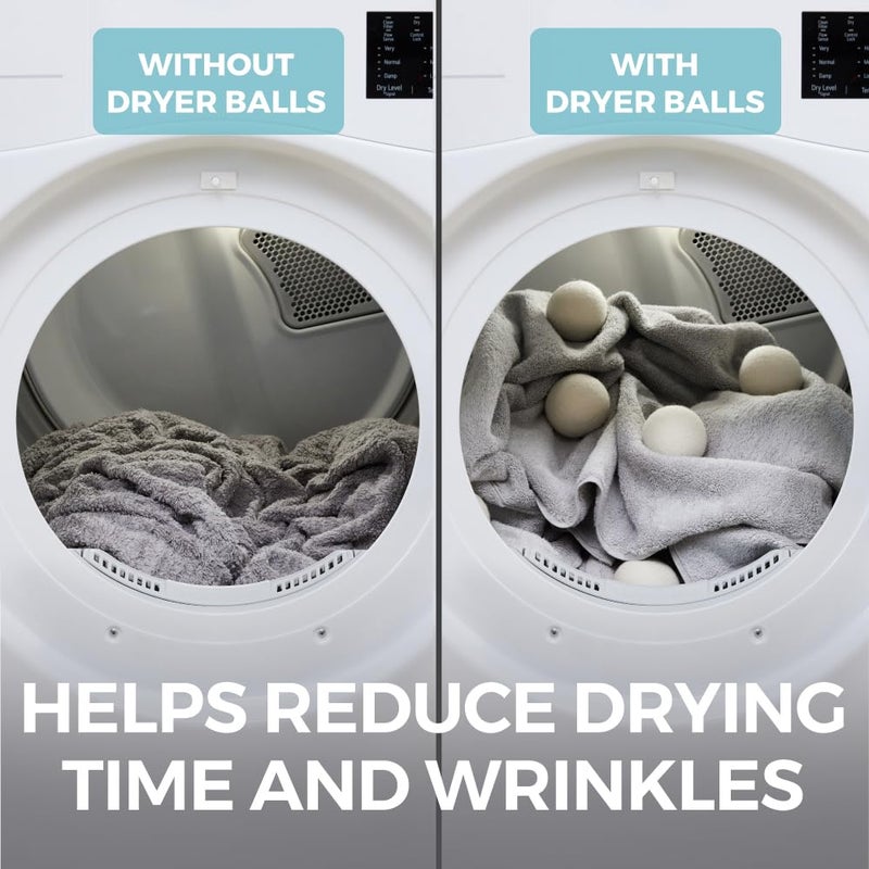 HOME GENIE Wool Reusable Dryer Balls XL, Anti Static Fast Drying Laundry for Pet Hair, Reduces Clothing Wrinkles, Lint, Natural Fabric Softener Essentials, Replace Dryer Sheets, Over 400 Loads 4 Pack - Image 3