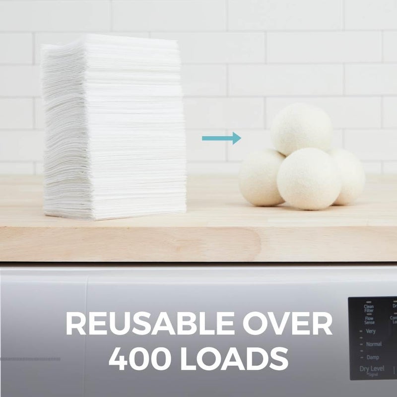 HOME GENIE Wool Reusable Dryer Balls XL, Anti Static Fast Drying Laundry for Pet Hair, Reduces Clothing Wrinkles, Lint, Natural Fabric Softener Essentials, Replace Dryer Sheets, Over 400 Loads 4 Pack - Image 4