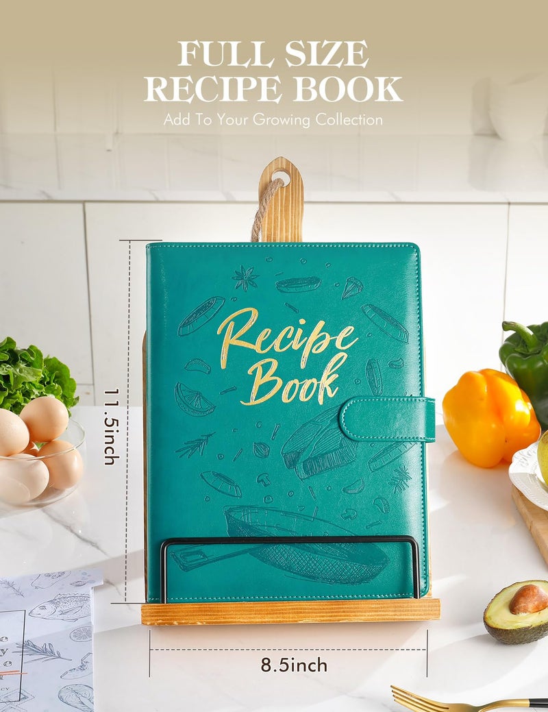AISBUGUR Recipe Book, Blank Recipe Book to Write in Your Own Recipes,9 Ring DIY Recipe Notebook, Hardcover Recipe Binder, Personalized Recipe Organizer Binder with 160 Pages - Image 2