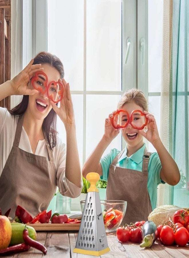 هيموتون مبشرة هيموتون متعددة الوظائف من الفولاذ المقاوم للصدأ مقاس 9 بوصات بمقبض سيليكون، مبشرة مطبخ رباعية الجوانب للجبن والخضراوات والزنجبيل والثوم وتقطيع البطاطس - Image 5