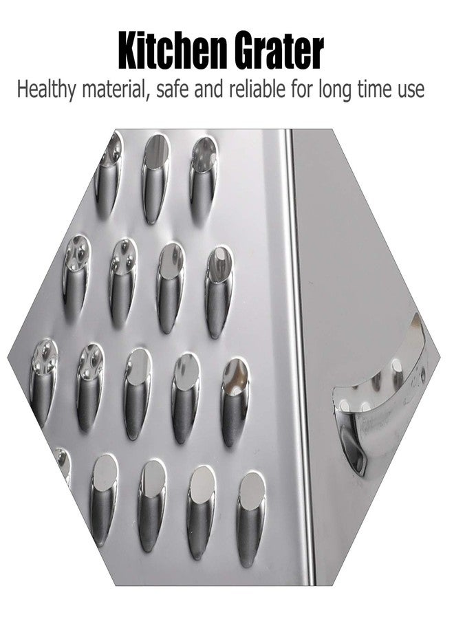 هيموتون مبشرة هيموتون متعددة الوظائف من الفولاذ المقاوم للصدأ مقاس 9 بوصات بمقبض سيليكون، مبشرة مطبخ رباعية الجوانب للجبن والخضراوات والزنجبيل والثوم وتقطيع البطاطس - Image 3