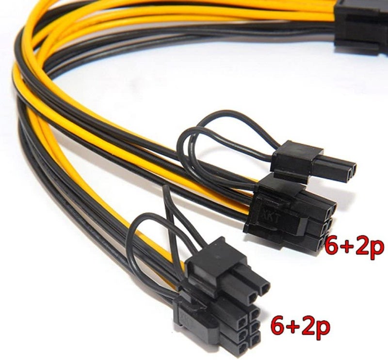 CABLESETC PCIe Power Splitter Adapter Cable 8 Pin Female to Dual 8 Pin Male (6+2) GPU Power Adapter Y Splitter Cable PCIe Express GPU Video Card Power Supply Cables 0.2m (Black+Yellow) - Image 3