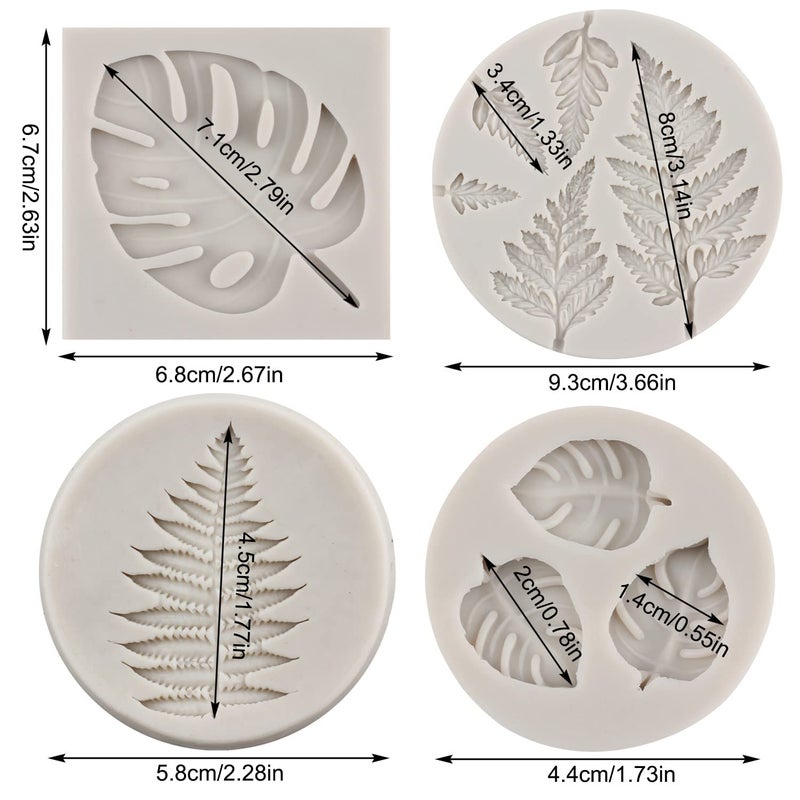 MYPRACS Tropical Leaf Silicone Molds Fern Leaves Fondant Mold Monstera Leaf Candy Molds For Cake Decoration Cupcake Topper Chocolate Gum Paste Candy Polymer Clay Set Of 4 - Image 2
