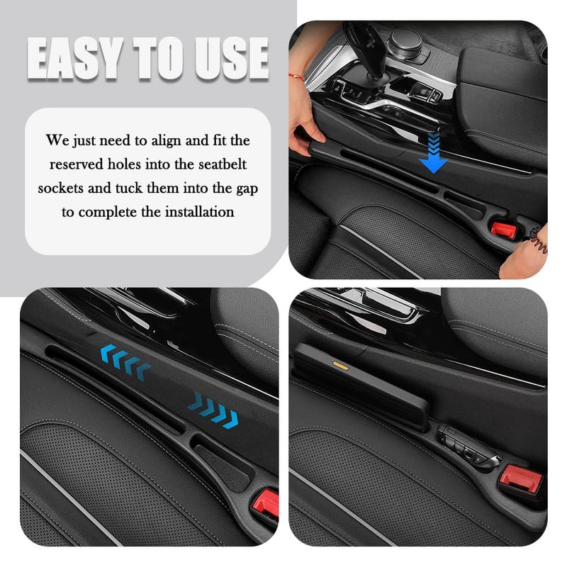 VKQTS 2PCS Upgraded Car Seat Gap Filler,Soft No Drop Seat Guard for Cars with Dual Slot Car Seats Gap Organizer for Storing Items & Filling Gaps,Versatile Between Seats Cars Gaps Filler - Image 5