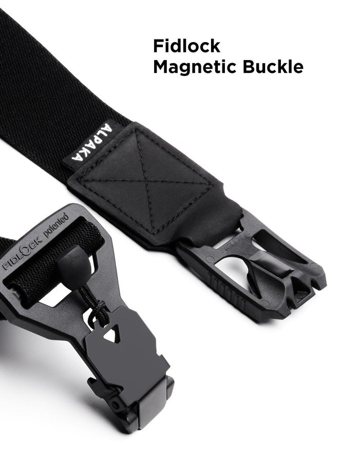 ALPAKA Stealth Belt: Tactical Belts for Men with Magnetic Quick Release Buckle, Stretch Military Work Hiking Nylon Belt, Adjustable Hole Free EDC Casual Belt for Men 24-32 Inches, Black - Image 5