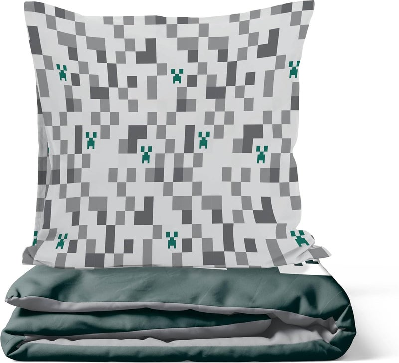 Jay Franco Minecraft Creeper Duvet Cover Set – Ultra Soft Kids Bed Linen with Pillowcase, Cover Only (Filling Not Included), Green, 2 Piece Single Tiered cost purchase alternatives - Image 5