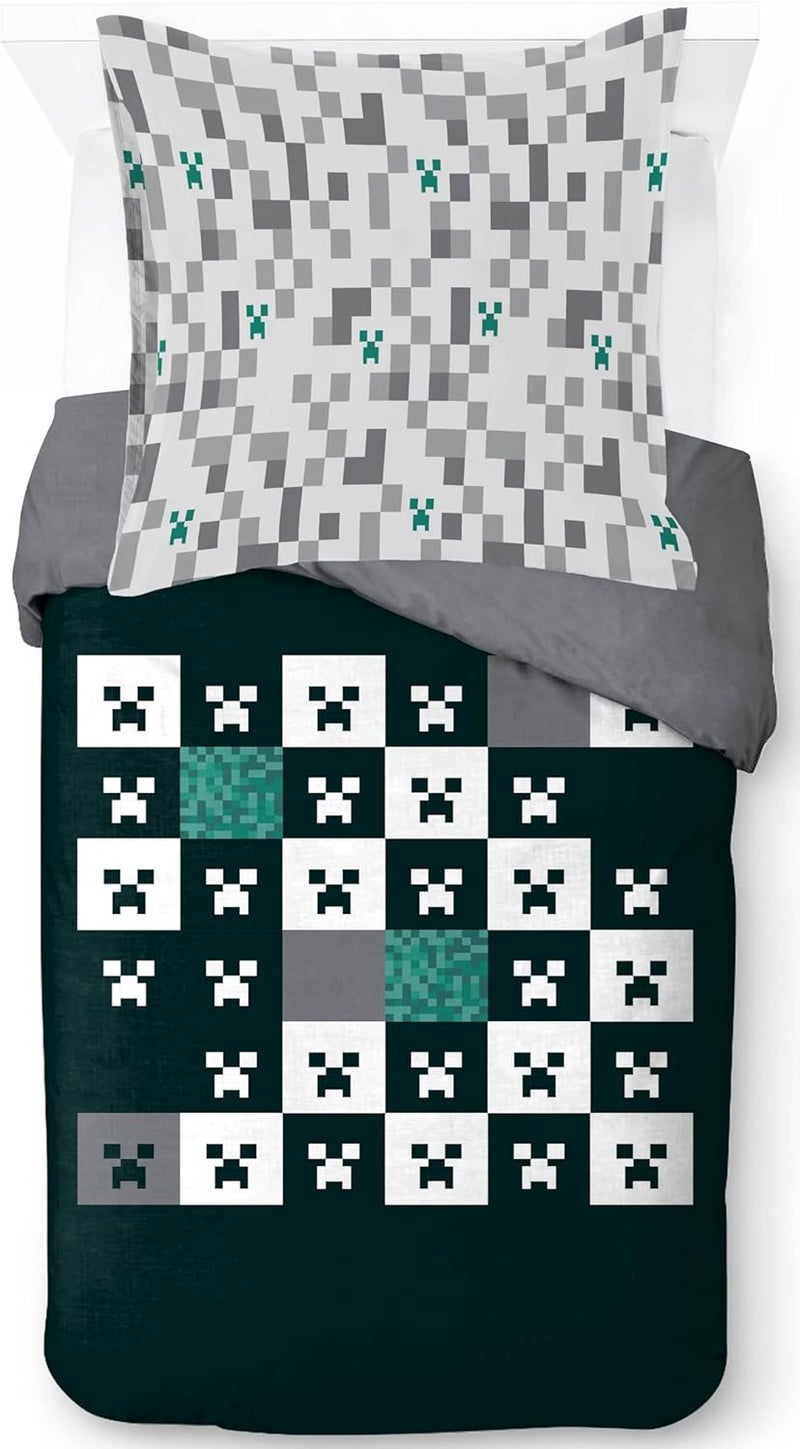 Jay Franco Minecraft Creeper Duvet Cover Set – Ultra Soft Kids Bed Linen with Pillowcase, Cover Only (Filling Not Included), Green, 2 Piece Single Tiered cost purchase alternatives - Image 1