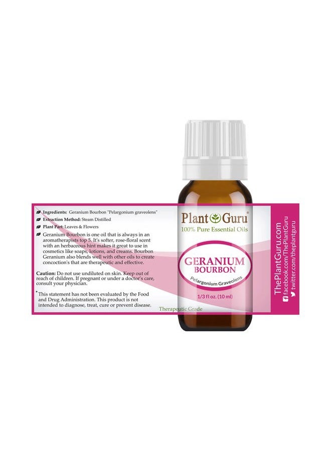 Plant Guru زيت الجيرانيوم بوربون العطري 10 مل 100% نقي غير مخفف من الدرجة العلاجية. - Image 2