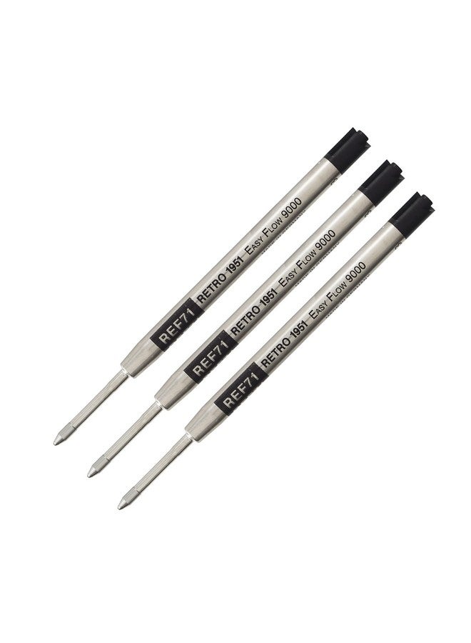 Retro 51 Easy Flow 9000 Ballpoint Refills, Black Ink, 3-Pack - German Engineered For Smooth Writing, Compatible With Tornado Pens - Image 1
