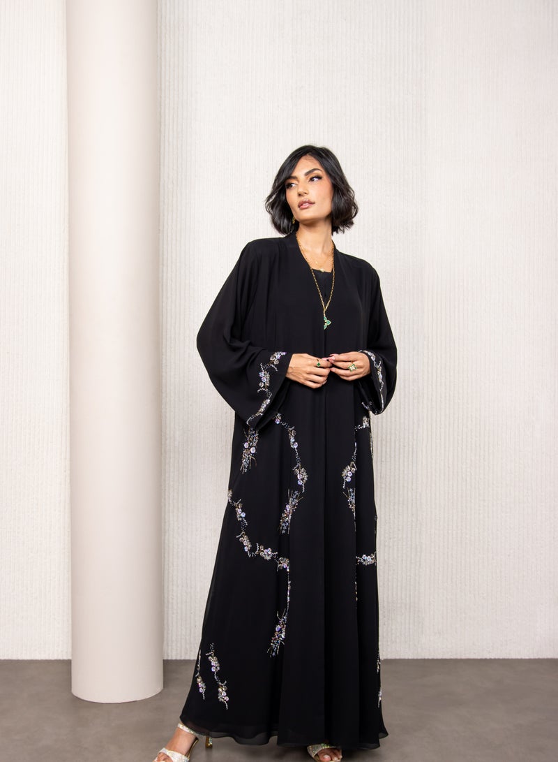 لوف عباية دبل شيفون وخفيفة علي الجسم مع شغل يدوي مكس - Image 1