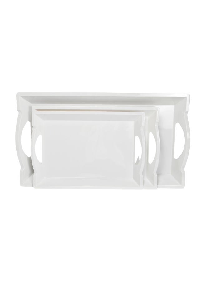Trust 3-Piece Melamine Rectangular Serving Tray Set White, Small Size 45cm, Medium Size 50cm, Large Size 65cm - Image 4