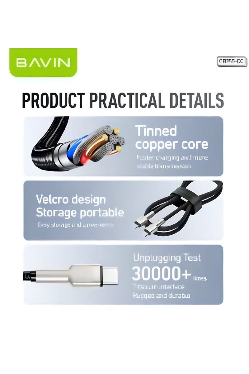 Bavin Nylon Braided Type-C Charging Cable Supports 60W Fast Charging 1 Meter - Image 5