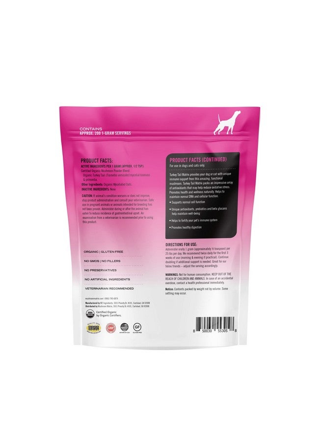 mushroom Matrix Om Mushroom Matrix Turkey Tail Mushroom Pet Supplement Powder, Provides Immunity Support & Holistic Defense for Dogs & Cats, 200 Grams, 7.1 oz - Image 2
