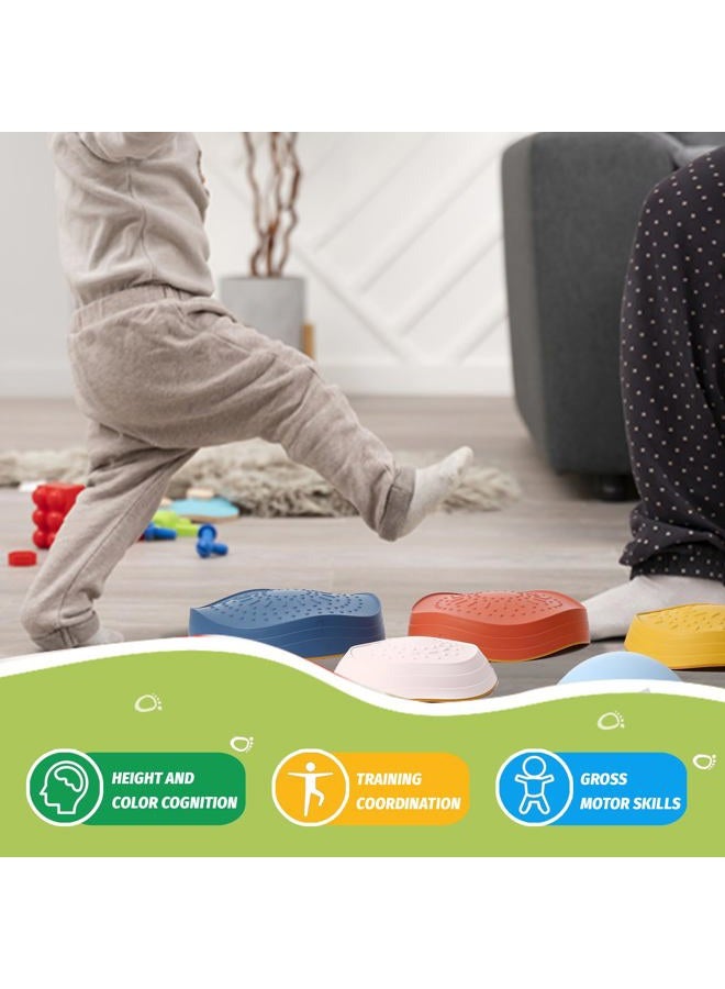 romrex Kids Stepping Stones for Outdoor Play and Indoor Obstacle Courses Toddlers Balance River Stones Toys with Non-Slip Rim and Massage Bumps - Image 5