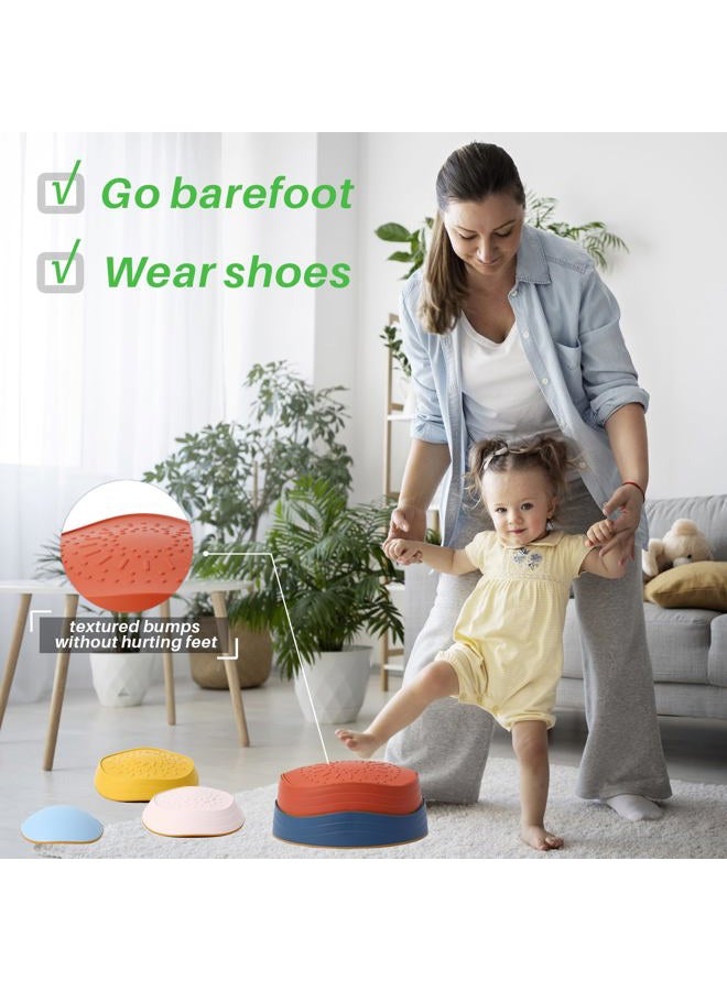 romrex Kids Stepping Stones for Outdoor Play and Indoor Obstacle Courses Toddlers Balance River Stones Toys with Non-Slip Rim and Massage Bumps - Image 4