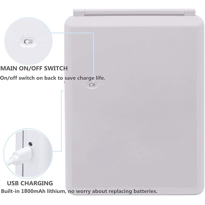 DeWEISN Folding Lighted Makeup Mirror with 72 LEDs 3 Colors Light Modes USB Rechargable 1800mA Batteries Portable Ultra Thin Compact Vanity Mirror Dimmable Travel Mirror - Image 2