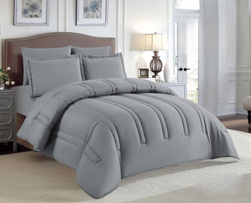 Happymoon Solid Color Comforter Set Single Size 4 Pieces Microfiber Bedding Set Luxury Soft Bed Set with Fitted Sheet & Pillow Sham, Lightweight All Season Comforter 230x170 cm Snap Closure