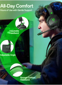 N16 Gaming Headsets with Mic for Xbox, PS5, PS4, PlayStation, PC, Switch, Mac - Over Ear Gaming Headphones with Microphone, Stereo Sound, Wired Headet with 3.5mm Audio Jack,Black/Green - pzsku/ZF345DE420BEAA211DB30Z/45/_/1725716332/9708fad6-b473-4aa9-b4eb-5aebbadc8ddb