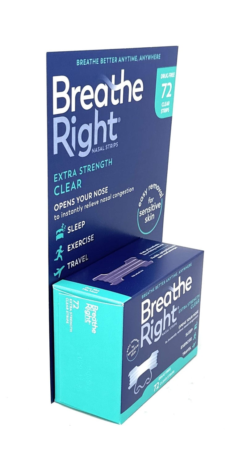 Breathe Right Nasal Strips, Extra Clear for Sensitive Skin, 72 Clear Strips - Image 2