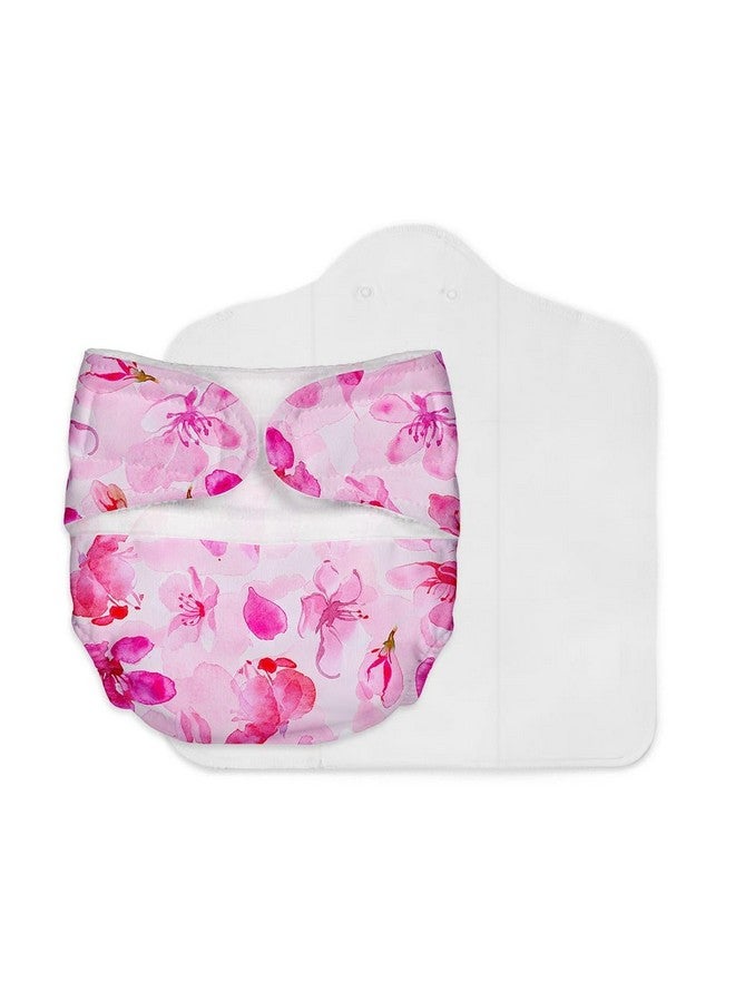 SuperBottoms Newborn UNO (1 Shell+1 Insert) - Washable & Reusable waterproof Adjustable cloth diaper for babies-diaper with Prefold style Pad (Cherry Blossom) - Image 1