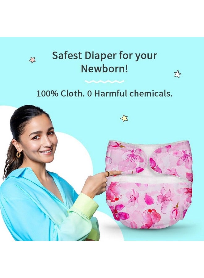 SuperBottoms Newborn UNO (1 Shell+1 Insert) - Washable & Reusable waterproof Adjustable cloth diaper for babies-diaper with Prefold style Pad (Cherry Blossom) - Image 2