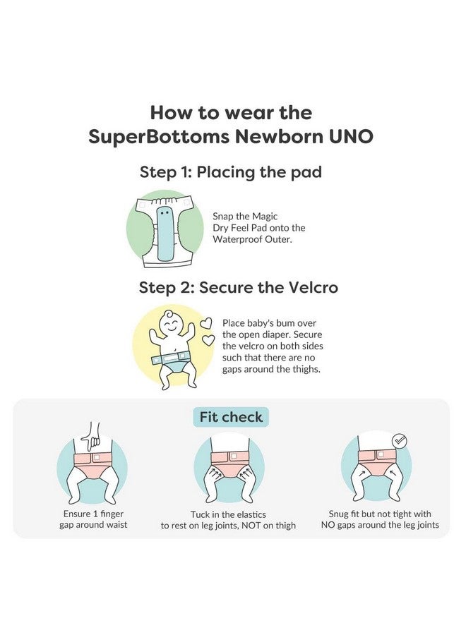 SuperBottoms Newborn UNO (1 Shell+1 Insert) - Washable & Reusable waterproof Adjustable cloth diaper for babies-diaper with Prefold style Pad (Cherry Blossom) - Image 5