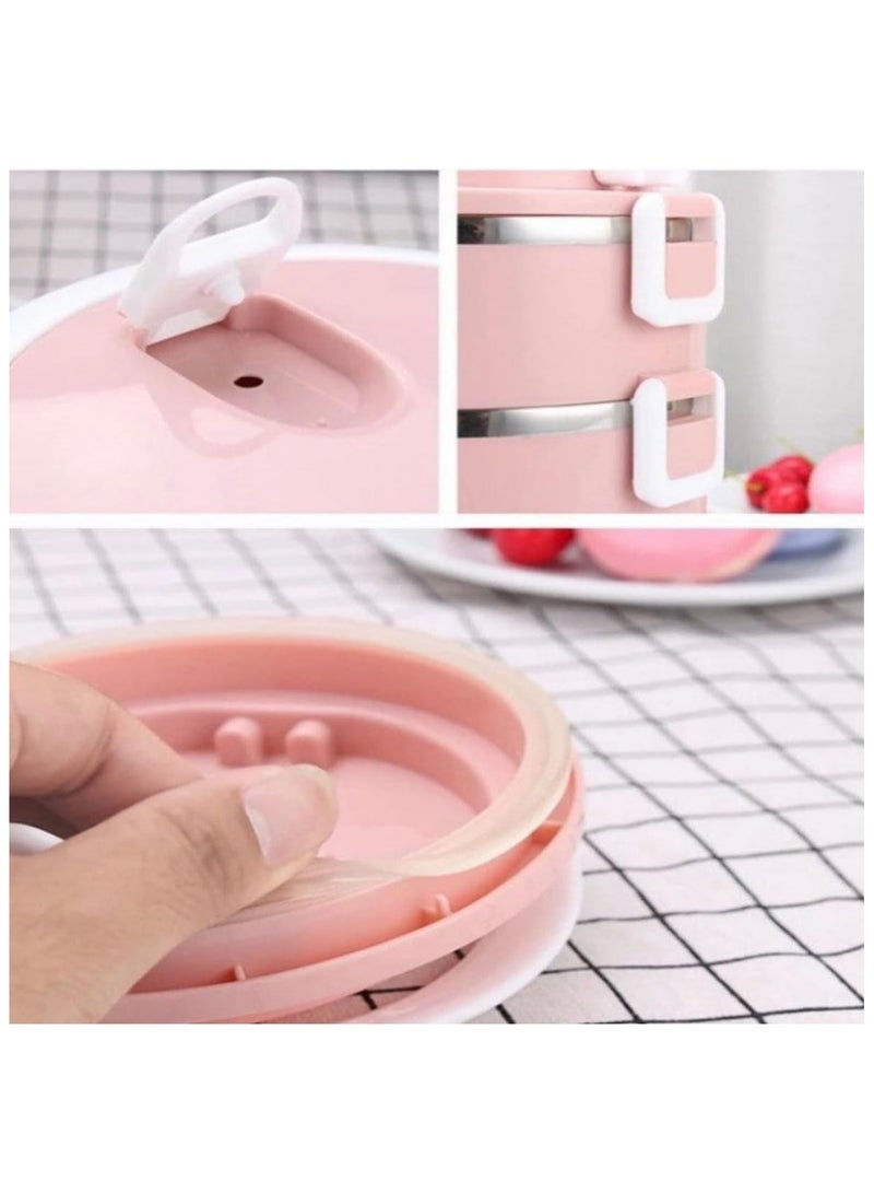 ELTRAZONE Stainless Steel 3-Layer Lunch Box for Boys and Girls, Insulated, BPA-Free, Leakproof, Microwave Safe, Portable Food Storage with Handle, Perfect for School, Office, Travel, - Image 4