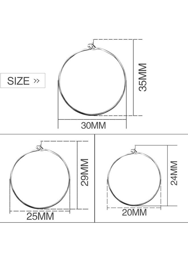 BronaGrand 150 Pieces Silver Plated Wine Glass Charm Rings Earring Hoops 3 Sizes,30mm,25mm,20mm - Image 2