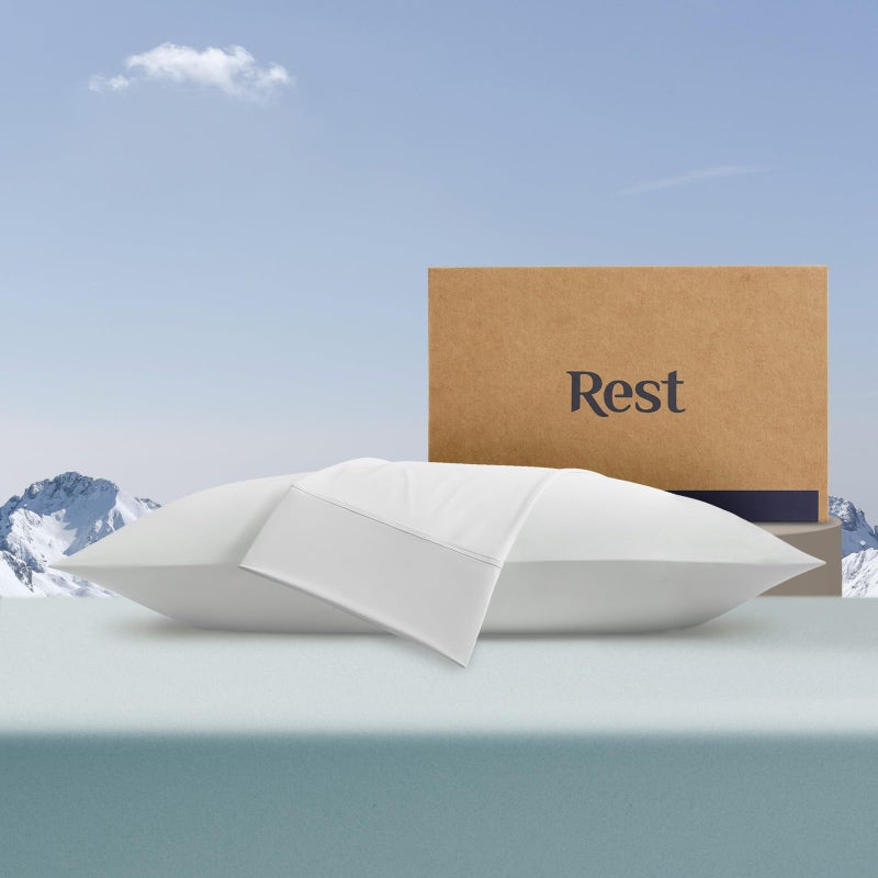 Rest REST Evercool+ Cooling Pillow Cases King - 2 Pillowcase for Sensitive Skin  Silver Infused Fabric for Hygienic Sleep  Silky Smooth for Curly Hair  High Elastic for Snug Fit (19x35 inches)  - Image 1