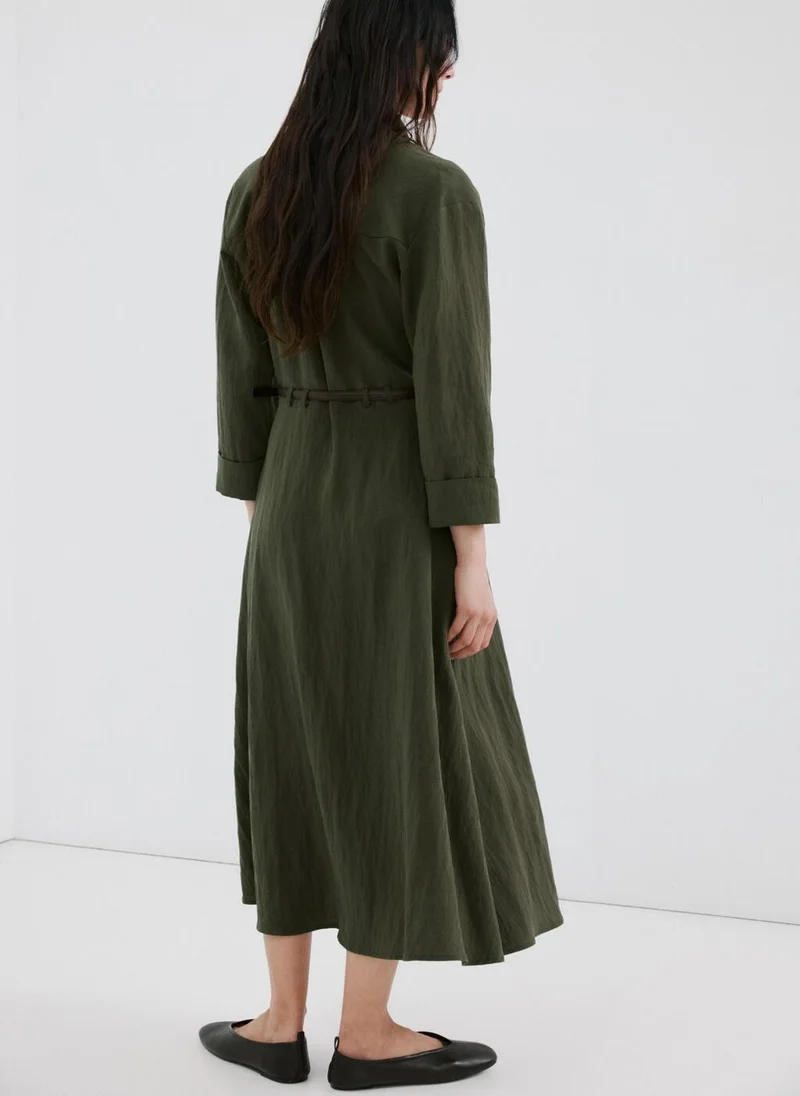 مانجو Lyocell belted shirt dress