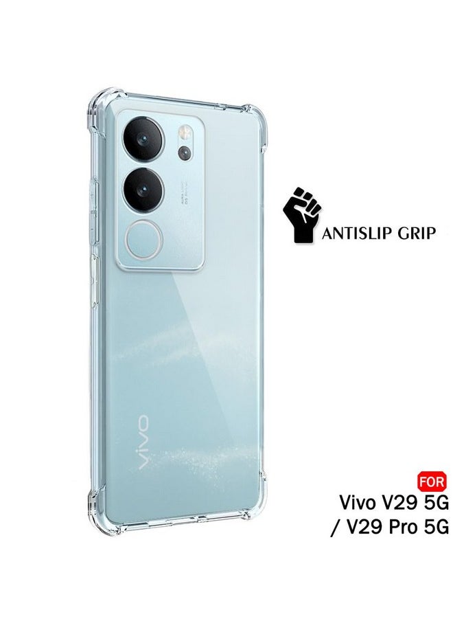 ذا جيفت كارت - جراب خلفي مقاوم للصدمات من ذا جيفت كارت لهاتف فيفو V29 / V29 برو 5G | نتوءات بارزة لحماية الكاميرا والشاشة | جراب خلفي شفاف من السيليكون الناعم فائق الشفافية لهاتف فيفو V29 / V29 برو 5G - Image 1