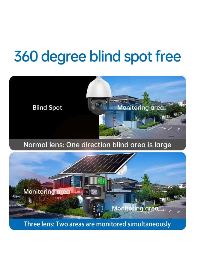 Generic 4G Solar Camera 10X Zoom 12MP 6K Three Lenses Outdoor Security Camara  PIR Auto Tracking IP Camera Night Vision V380 Pro CCTV Surveillance Camera (With 64GB SD Card)  - Image 3