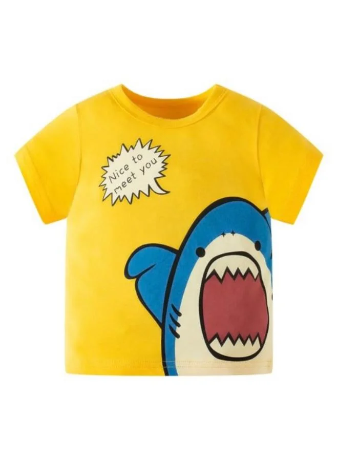 YUNIQEE Yellow Printed Short Sleeve Crew Neck T-Shirt