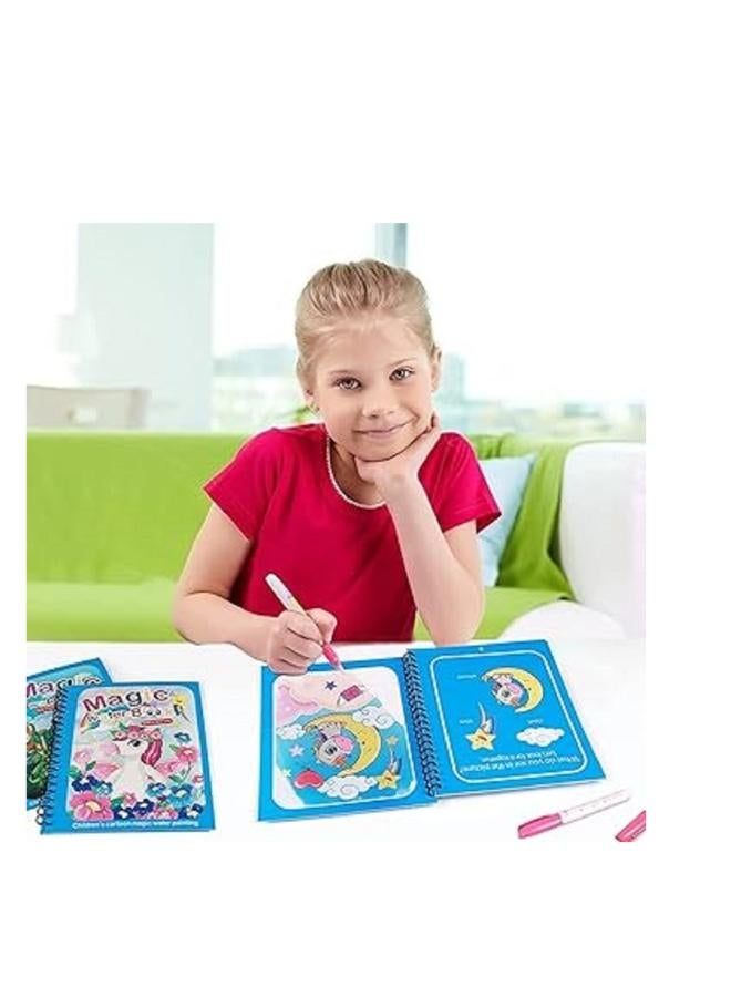Magic Water paint coloring book with pen children multi-shape book with pen- Drawing and coloring brochure-Assorted  - Image 4