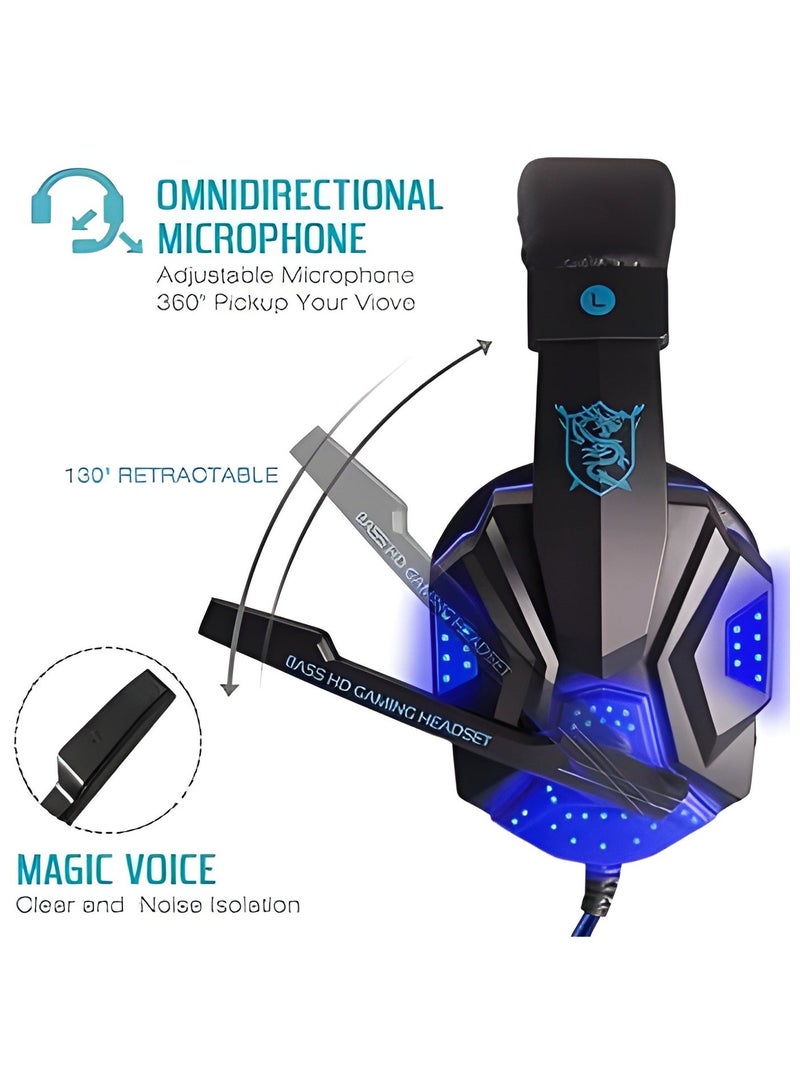 سويوتو سماعة رأس SY830MV سلكية للألعاب سماعة رأس للألعاب تغطي الأذن مع ميكروفون ومنفذ AUX + USB للتحكم في الكمبيوتر الشخصي - Image 2