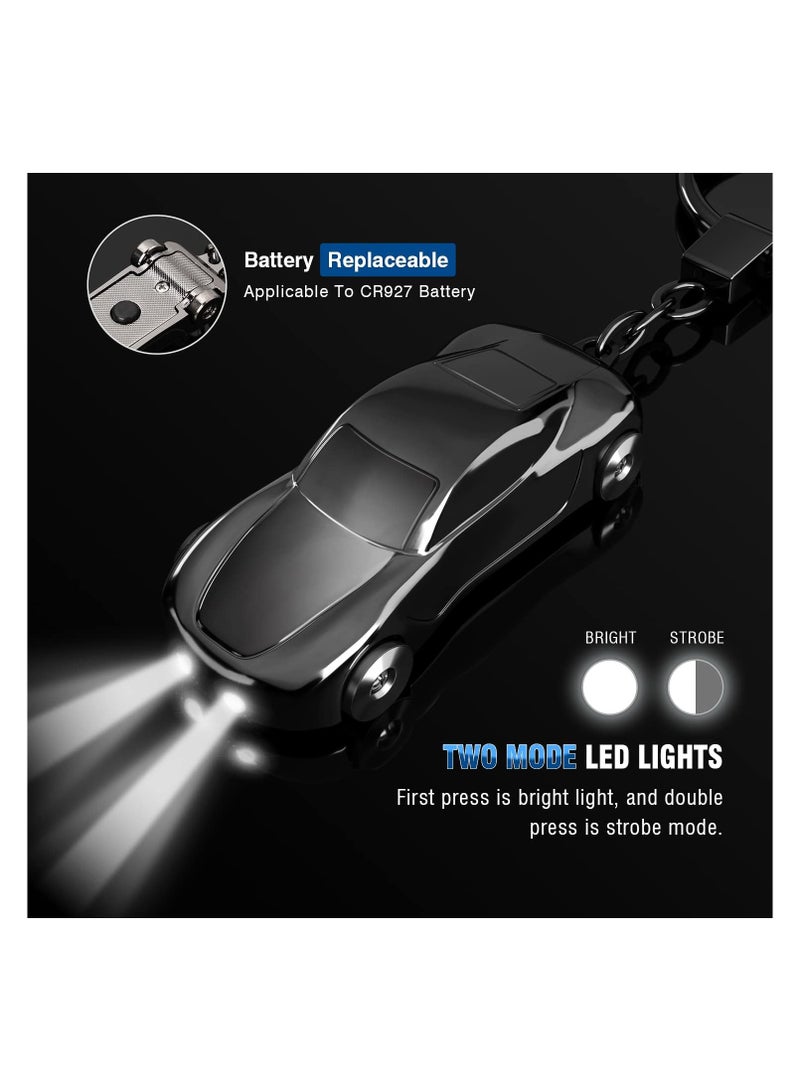 VIUAUAX قلادة سلسلة المفاتيح ， سلسلة مفاتيح إكسسوارات السيارة الصغيرة اللطيفة ， مفتاح طراز السيارة الرياضية الإبداعي المخصص المبدع. سلسلة المفاتيح، سلسلة مفاتيح كشافات كهربائية، سلسلة مفاتيح سيارة من سبائك الزنك من جوبون مع مصباح LED بوضعيْن، حلقات مفاتيح للرجال والنساء، زينة للسيارة، هدايا مثالية لعيد الميلاد - Image 2