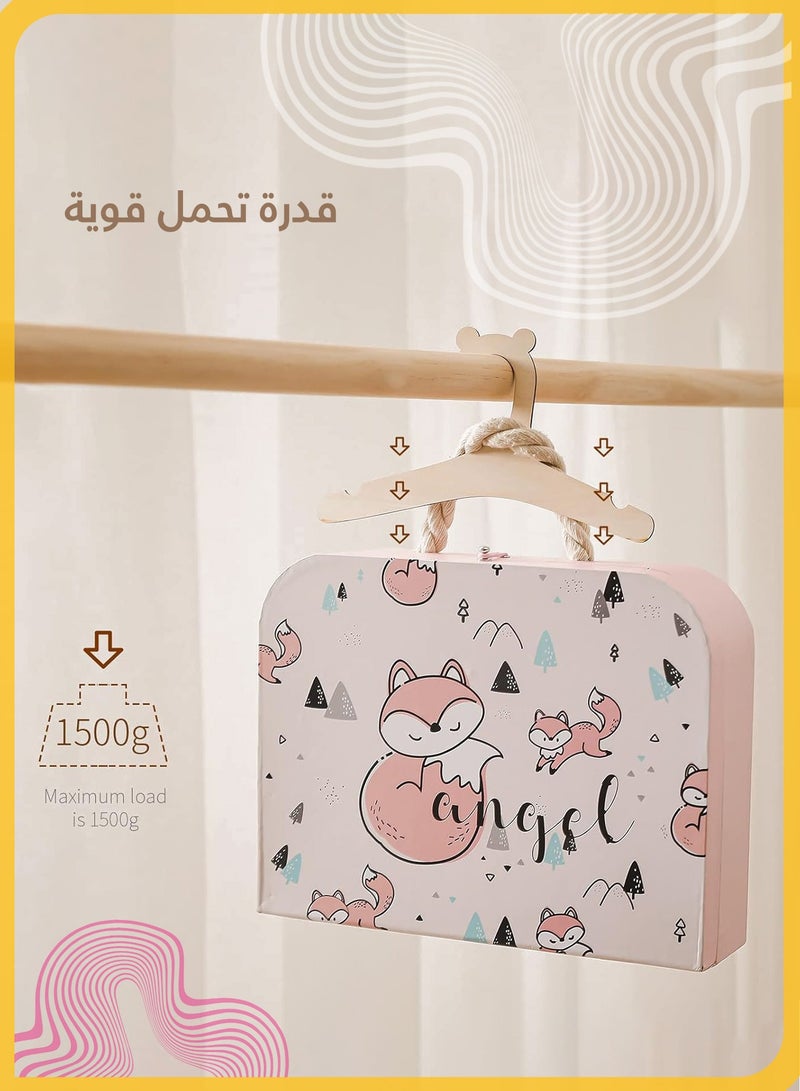 شي آند ليتل طقم 20 علاقة ملابس خشبية للأطفال، تصميم أذن دب لطيف، علاقات ملابس للرضع والأطفال، خشب طبيعي لغرفة الطفل (22x12 سم) - Image 4