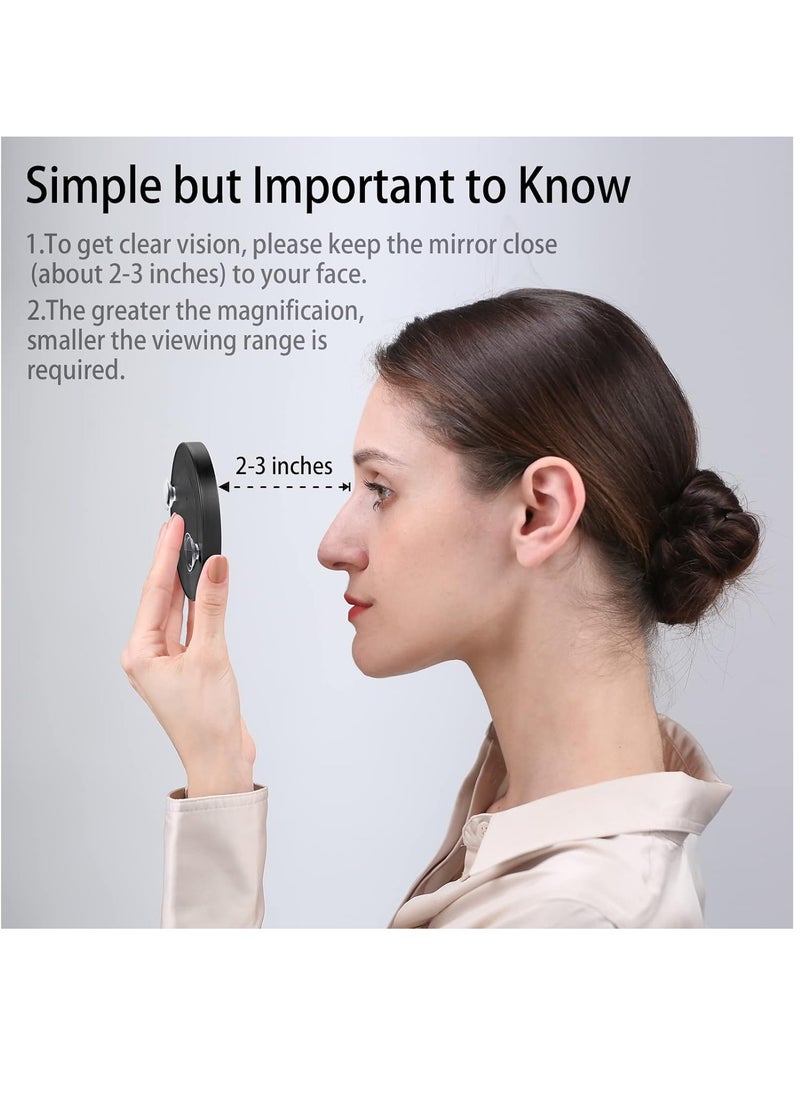 Arabest - Mirror, 3.5 Inch 20X Mirror & 10X Magnifier Mirrors with 2 Suction Cups, Small Travel Magnifying Mirror and Tweezers Kit for Eyebrow Tweezing, Blackhead Blemish Removal (Black) - Image 1