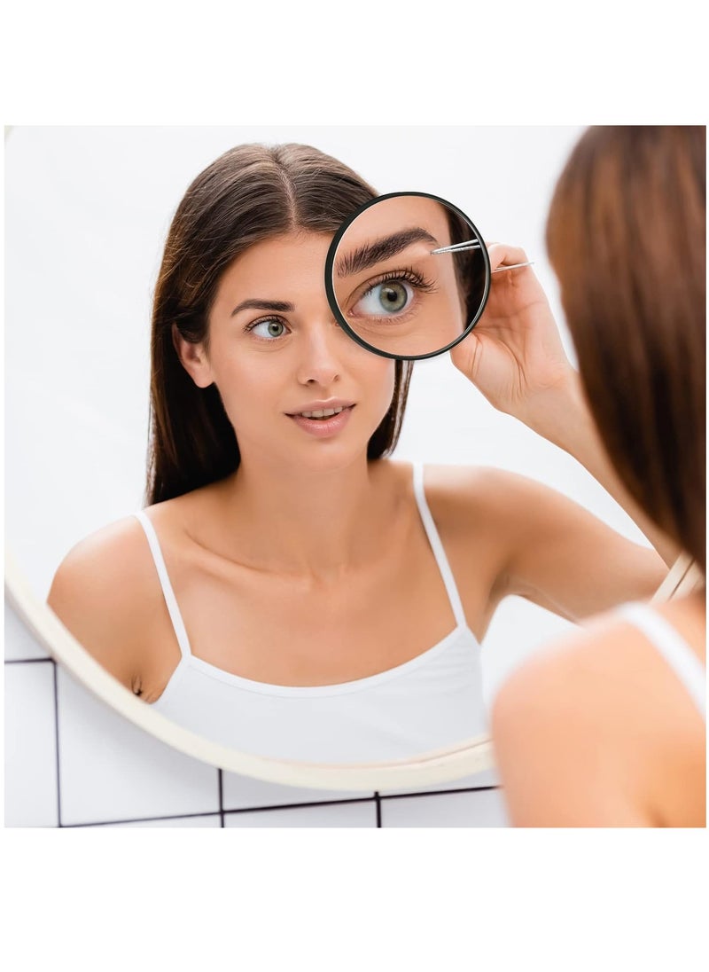 Arabest - Mirror, 3.5 Inch 20X Mirror & 10X Magnifier Mirrors with 2 Suction Cups, Small Travel Magnifying Mirror and Tweezers Kit for Eyebrow Tweezing, Blackhead Blemish Removal (Black) - Image 1